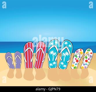 flip-flops on the beach Stock Vector