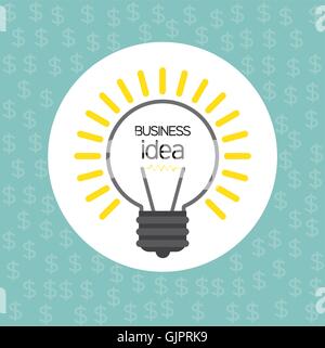 Business idea design with bulb and dollar icons, flat design. Digital vector image Stock Vector