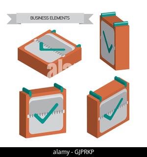 Business elements with 3d check sqaures, flat design. Digital vector image Stock Vector