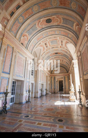 MAFRA, PORTUGAL - JULY 17, 2016: Marble hallway in Mafra Palace, Portugal Stock Photo