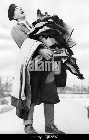 royal navy sailor with his newly issued kit Stock Photo