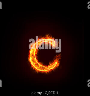 fire alphabets, small letter c Stock Photo