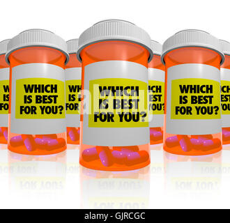 Many Prescription Bottles - Which Medicine is Best Stock Photo