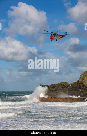 Portreath; Helicopter; Cornwall; UK Stock Photo