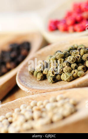 spices assorted wooden Stock Photo