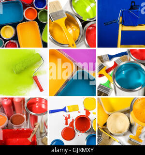 painting bucket collage Stock Photo