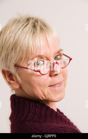 mature woman with glasses Stock Photo