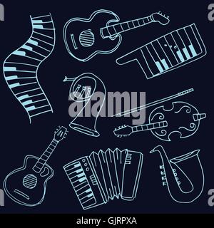 Stock collection music set doodles Stock Vector