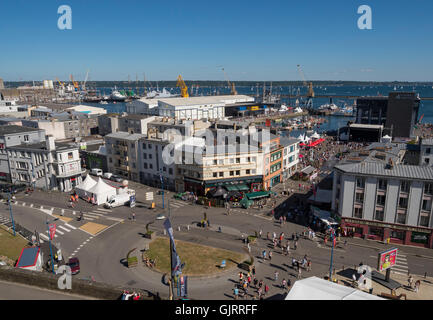 Brest: the commercial port seen since the cours Dajot. Stock Photo