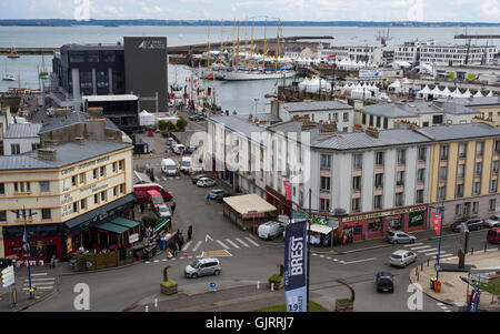 Brest: the commercial port seen since the cours Dajot during the Brest’s International Maritime Festival 2016. Stock Photo