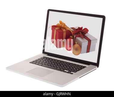 computer as a christmas gift Stock Photo