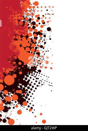 Grunge ink splat background with orange and red paint Stock Photo