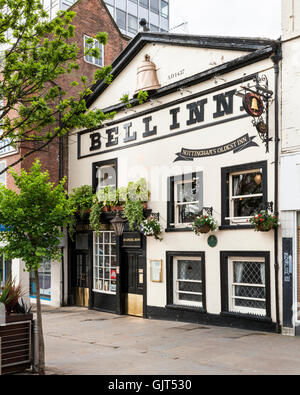 The Bell Inn in Nottingham city centre which claims to be the oldest inn in the city. Nottingham, England, UK Stock Photo