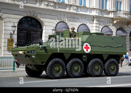 Polish combat vehicle during the feast of the Polish Army on August 15, 2016 in Warsaw in Poland Stock Photo