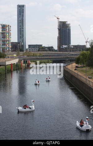 Queen Elizabeth Olympic Park, built for the 2012 Summer Olympics, adjacent to Stratford City development, east London, England Stock Photo