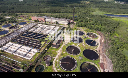 Traditional sewage treatment plant with all processes that clear a lot of waste-waters from industry Stock Photo
