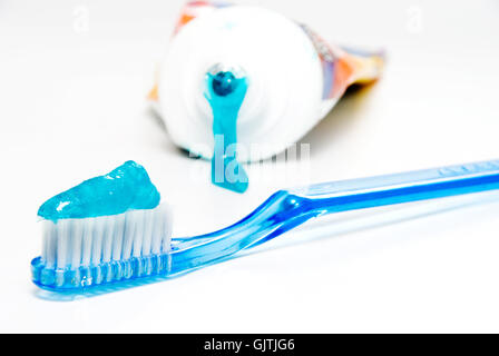toothpaste tooth brush Stock Photo