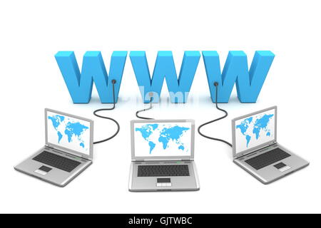 blue connected word Stock Photo