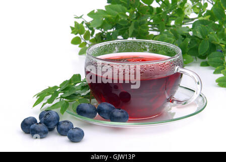 tea herb tea blueberry Stock Photo