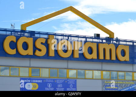 sign of Castorama against blue sky Stock Photo