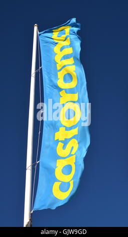 sign of Castorama against blue sky Stock Photo