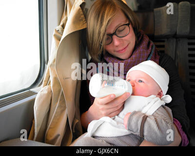 woman railway locomotive Stock Photo