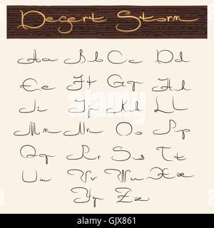 Handmade Latin alphabet in Arabic style. Uppercase and lowercase letters. Stock Vector