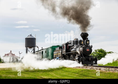 Vintage steam train No.3 of the Prairie Dog Central Railway, Winnipeg, Manitoba, Canada. Stock Photo