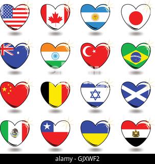 heart flags Stock Vector