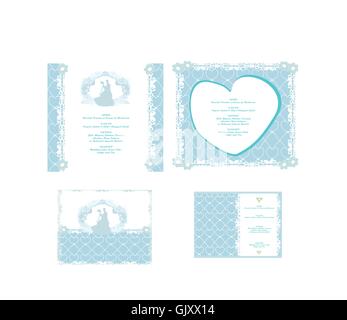 Wedding invitation card with floral elements. Stock Vector