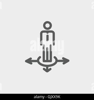 Man in three ways thin line icon Stock Vector