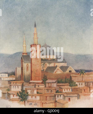 DAMASCUS. Umayyad Mosque; Great Mosque; by Margaret Thomas. Syria, print 1908 Stock Photo