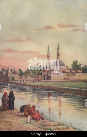 DAMASCUS. Tekkiye Mosque by Margaret Thomas. Syria, antique print 1908 Stock Photo