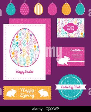 Vector colorful tulip flowers set of Easter cards, labels, tags and banners templates Stock Vector