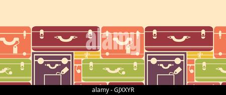 Colorful luggage horizontal seamless pattern background border Stock Vector