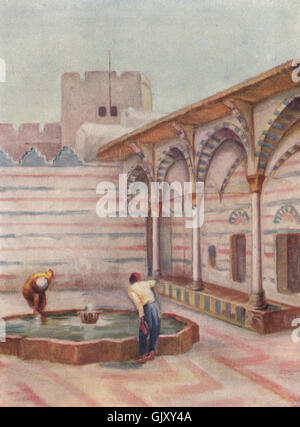 'Mosque es Sinamiyeh, Damascus' by Margaret Thomas. Syria, antique print 1908 Stock Photo