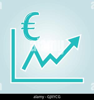 Cost symbol euro increase icon. Income vector symbol isolated on ...