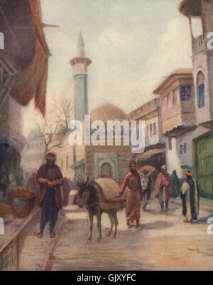 'The Dervishiyeh Mosque, Damascus' by Margaret Thomas. Syria, old print 1908 Stock Photo