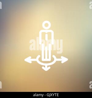 Man in three ways thin line icon Stock Vector