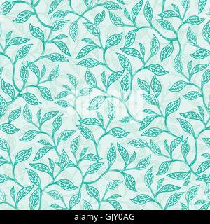 Vector green branches texture seamless pattern background Stock Vector