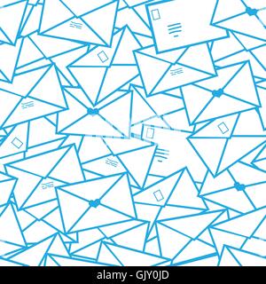 Postal letters envelopes line art seamless pattern background Stock Vector