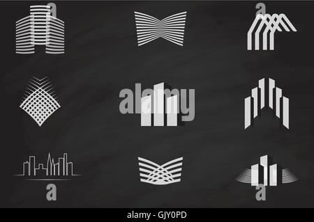 Vector set of abstract construction & technology logo Stock Vector