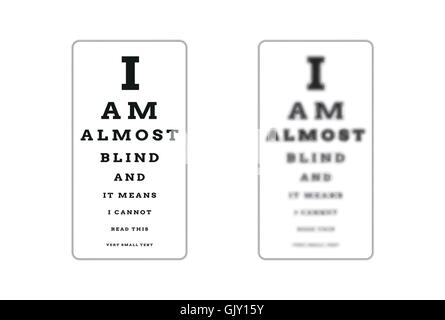 sharp and unsharp snellen chart (almost blind) Stock Vector