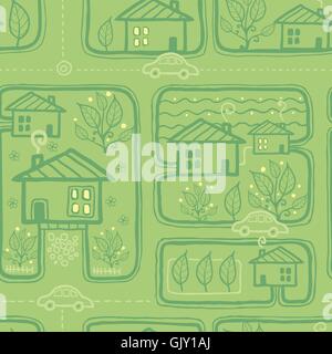 Town streets seamless pattern background Stock Vector