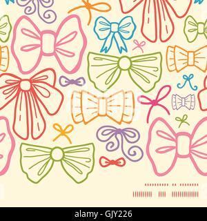 Vector colorful bows horizontal frame seamless pattern background Stock Vector