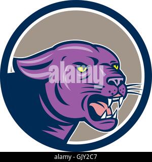 Black Cat Panther Head Growling Cartoon Stock Vector