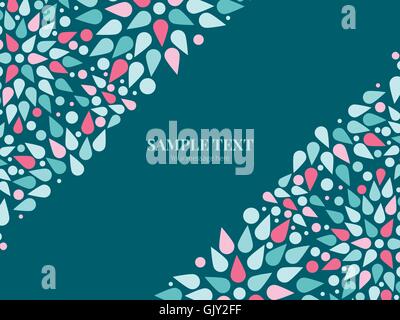 Vector abstract colorful drops horizontal double corners frame invitation template Stock Vector