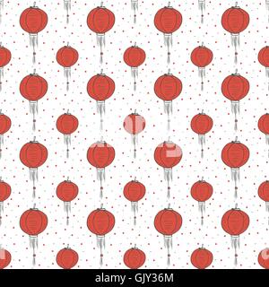 seamless pattern  with  Japan lantern Stock Vector