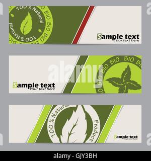 Bio label banner set Stock Vector