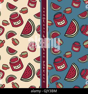 set of food seamless pattern Stock Vector
